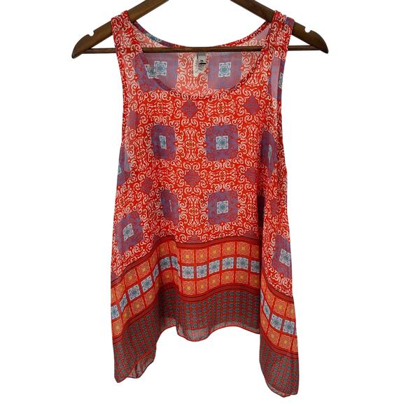 R.Rouge Tops - R. Rouge Womens Large Colorful Sheer Tank Top Vibrant Color Block